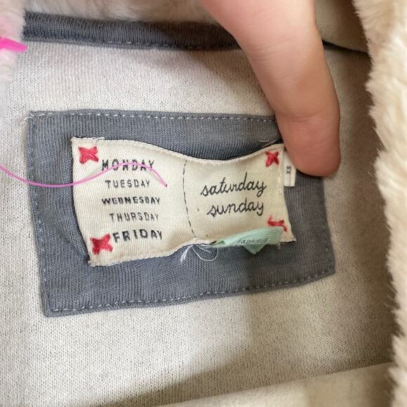 ANTHROPOLOGIE Saturday Sunday Ambrose Knit Jacket Size XS Gray Faux Fur - Picture 6 of 8